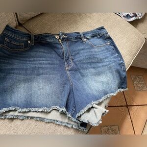 Torrid 20 Women’s dark wash Cut off denim high waist Jean shorts Stretch Fabric